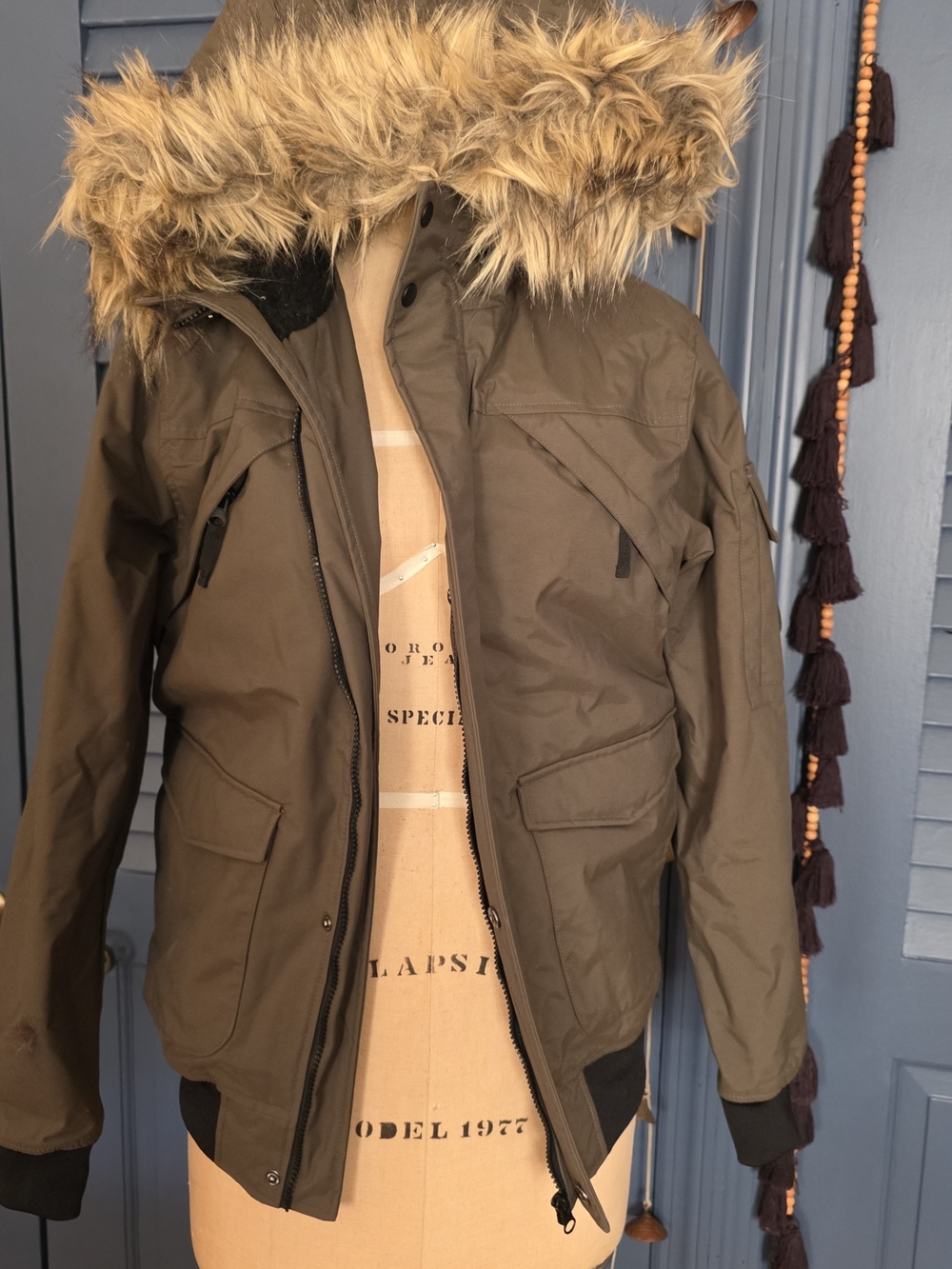 Primark Olive Faux-Fur Hooded Puffer Jacket - Women's